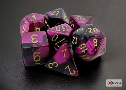 Chessex Gemini - Noir-Violet/Or - Set de 7 dés